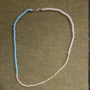 Elegant Blue and White Beaded Necklace